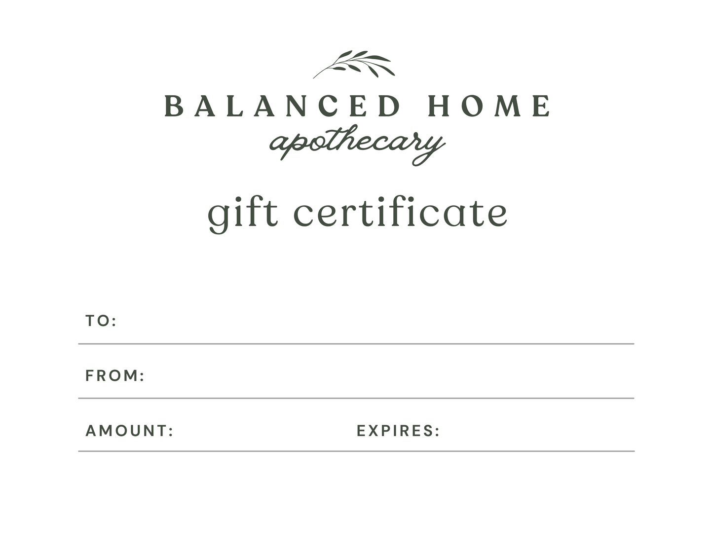 Balanced Home Apothecary Gift Card