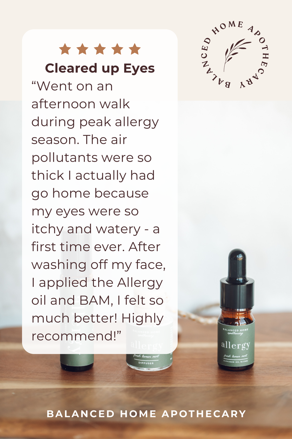 Natural essential oil car diffuser for allergy relief - Balanced Home Apothecary.