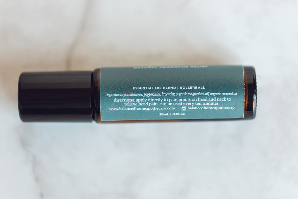 Migraine Aromatherapy Rollerball with Peppermint, Frankincense, Lavender & Magnesium Oil