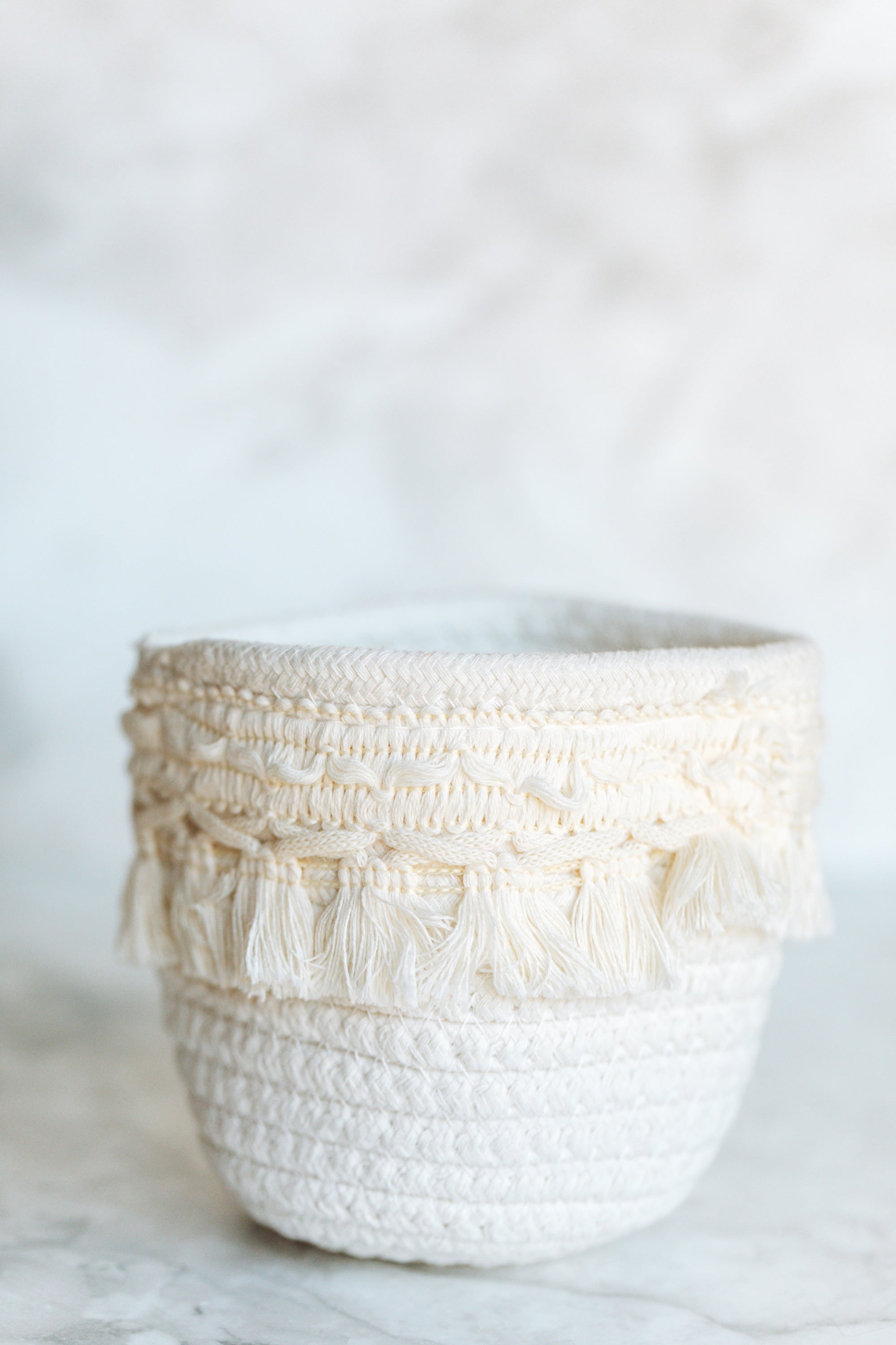 Minimalist White Countertop Basket | Daily Routine Storage