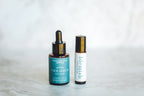 holistic essential oil face serum labeled 'natural face serum' and blemish rollerball for acne with essential oils