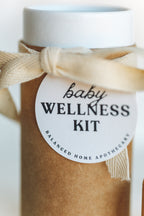 Baby wellness kit with a label on a white background