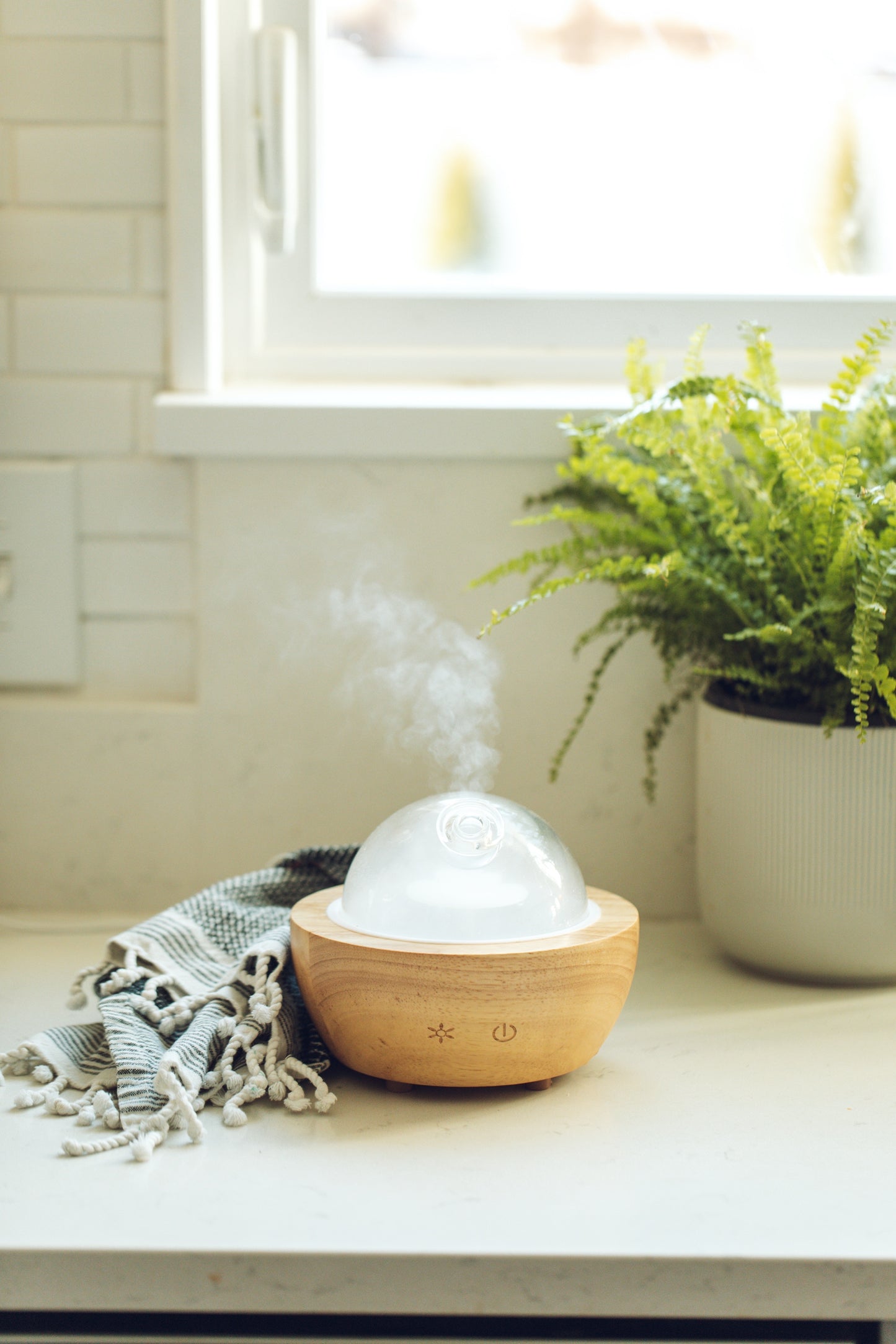 Glass Dome + Real Wood Ultrasonic Diffuser